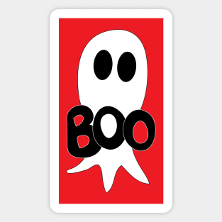 Cute Halloween ghost cartoon with BOO text Magnet